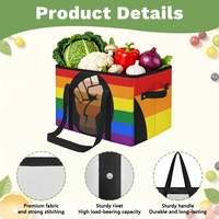 Panier de courses pliable personnalisé QPOC Pride, panier réutilisable style arc-en-ciel gay pour cadeaux de fête et courses quotidiennes en famille