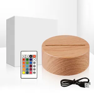 3d אקריליק מנורת עץ בסיס Suppliers-מכירה לוהטת 16 צבעים מגע 3D אשליה מנורת אקריליק לילה Led עץ אור בסיס