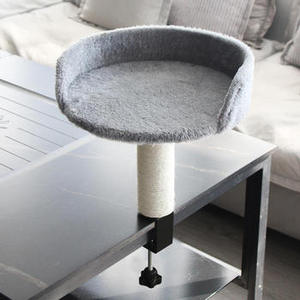 360°Rotating Adjustable C-clamp Desktop Cat Bed with Cat Hammock Mount with Scratching <b>Post</b> for Desk Attachment Cat Desk Perch - Product Image 1