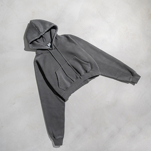 Haut de gamme Automne/Hiver Europe et États-<span class=keywords><strong>Unis</strong></span> – Sweat à capuche court vintage délavé et molletonné pour femme, style tendance - Product Image 3