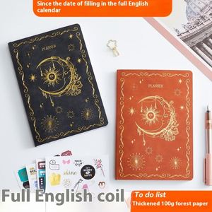 สมุดบันทึกวางแผนรายสัปดาห์แบบไม่มีวันที่ รุ่น A5 ปกหนัง พิมพ์ลาย สำหรับจัดตารางเวลา วางแผนงานประจำวัน แบบเติมได้เอง - Product Image 3