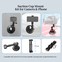 Kit professionnel de tournage vidéo automobile avec base à ventouse de 4,5 pouces, bras magique et support de caméra à ventouse pour caméras Insta360 et DJI, idéal pour le vlogging
