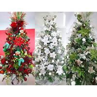 Noël décor de noël Festival fournitures paillettes paillettes rayures Blush velours rose velours poinsettia fleur nouvel an décoration