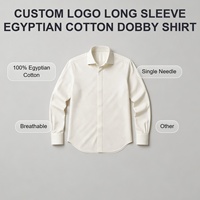 Chemise habillée formelle pour homme à manches longues, 100% coton égyptien, tissage Dobby, avec logo personnalisé, texture, vente en gros