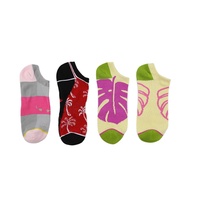 Plame Tree Pattern Couleurs vives de différents styles pour chaussettes de bateau pour femmes