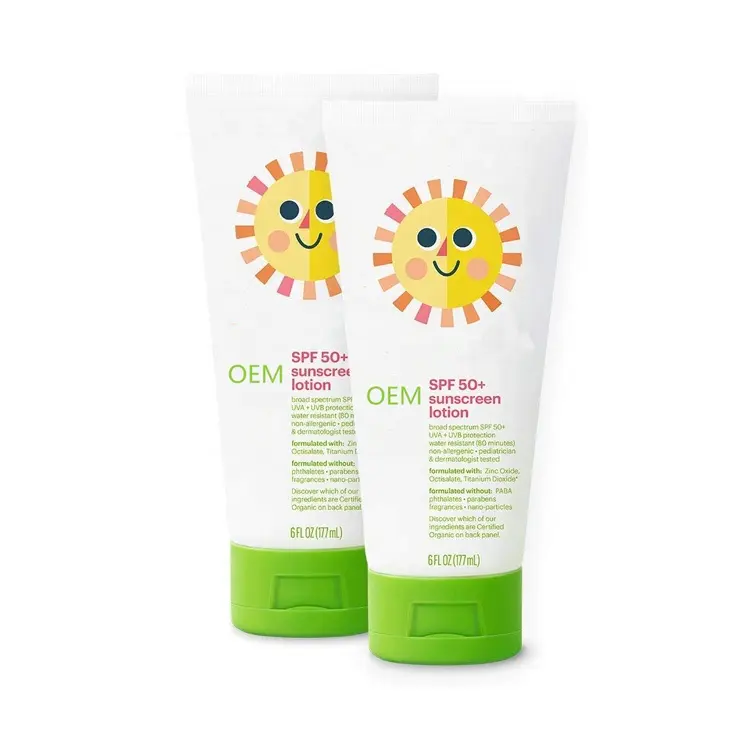 Marque privée Crème solaire SPF 50 UVA/UVB Crème de Protection Solaire Pour Bébé Non allergène Et Sans Larmes