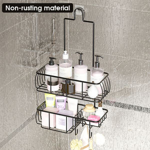 Étagère de Douche Adhésive Chromée avec Crochets, Sans Perçage, Auto-drainante, pour Murs Carrelés Texturés - Product Image 2