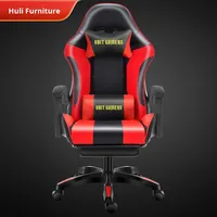 Chaise de bureau, de dortoir, de cybercafé, de gaming et d'e-sport en cuir, inclinable, avec accoudoirs réglables, pivotante, moderne et simple