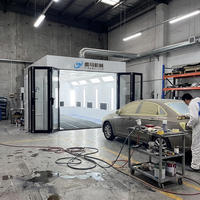 Cabine de peinture automobile à chauffage au gaz sans base au sol, ventilateur standard, semi-ascendant, porte panoramique en verre, certifiée CE