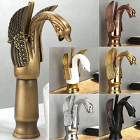 Robinet de lavabo rétro en laiton de style européen français, monocommande eau froide/chaude, avec cartouche céramique, à poser sur le rebord, pour balcon, maison, hôtel