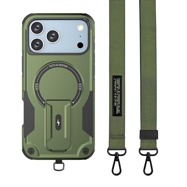 Crossbody Phone Strap Defend Case Hybrid Armour Magnetic Kickstand Mobile Phones Cover for Iphones 15 Pro Max