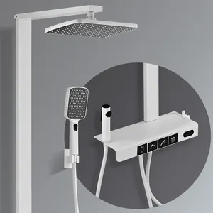 Bathroom Rain Shower System Dual Shower Combo 4-setting Handheld Shower Bathroom Faucet Set With White