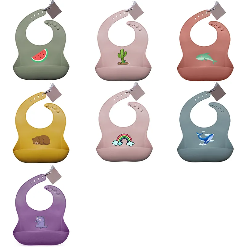 Customize Food Grade Silicone Feeding Baby Bibs Washable Silicone Bib For Baby