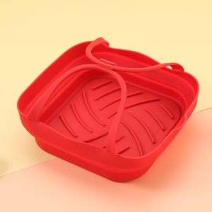 Revestimiento de silicona cuadrado plegable para freidora de aire con asa divisoria, bandeja de cocción reutilizable de grado alimenticio para freidora de aire, horno y microondas - Product Image 1