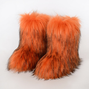 Stivaletti Invernali Y2K da Donna in <span class=keywords><strong>Lana</strong></span> Spessa con Finta Pelliccia di Procione, Fodera in Peluche e Suola in Gomma - Product Image 2