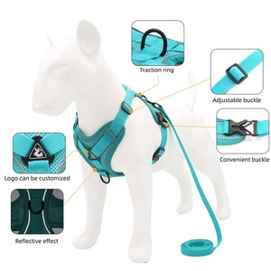 QUCHONPET Producto para <span class=keywords><strong>Perro</strong></span> <span class=keywords><strong>Chaleco</strong></span> Transpirable Reflectante, Juego de Arnés y Correa, Arnés Tipo <span class=keywords><strong>Chaleco</strong></span> de Malla Reflectante sin Tirones - Product Image 3