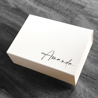 Boîte cadeau rigide en carton recyclable durable avec fermeture magnétique blanche de luxe, personnalisée avec logo en relief