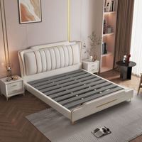 Lit simple et double en cuir Napa souple, style moderne et minimaliste, pour petite chambre ou hôtel
