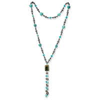 Collier de perles Navajo occidentales pour femmes, 32 pouces, fait main, noué, perles turquoise, style bohème chic, bijoux Navajo du sud-ouest