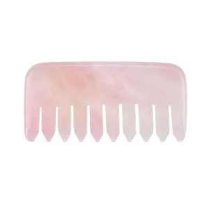 Wholesale Natural Crystal Hair Comb With Multi-functional Rose Quartz Comb Gua Sha For Head Caring