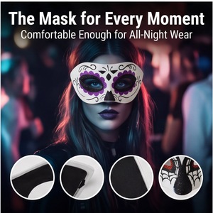 Masque de crâne en sucre HLC pour le Jour des Morts, idéal pour les maisons hantées d'Halloween et les événements de festivals à thème, fêtes costumées et célébrations - Product Image 6