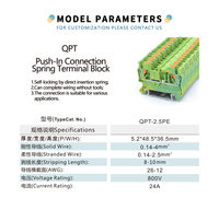 QPT-2.5PE 2.5mm² Konektor Terminal Pembumian Blok Terminal Pegas Blok Distribusi Pembumian Blok Pembumian Rel Din