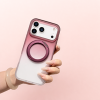 Coque de téléphone dégradée givrée pour iPhone 15 Pro Max avec anneau magnétique et béquille, finition mate, antichoc, anti-chute, prise en charge des commandes en gros
