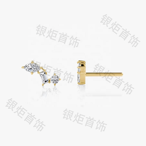 LOZRUNVE Silber 925 Schmuck Französischer Stil Filigrane Mehrfach Geformte Kristall Baguette Marquise Ohrstecker - Product Image 4