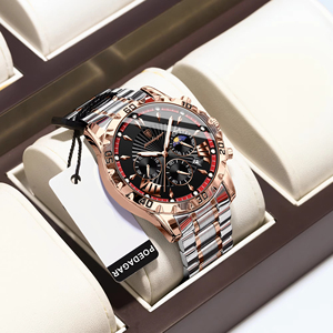 Poedagar Đồng hồ nam sang trọng đồng hồ nam tự động Tourbillon rỗng đồng hồ + hộp đồng hồ nam bằng thép không gỉ dạ quang chống nước - Product Image 5