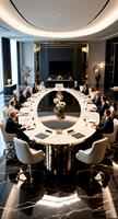 Tables de conférence ovales sur mesure haut de gamme, extra larges, extra longues, 20 à 30 places, design en marbre, mobilier de bureau de luxe