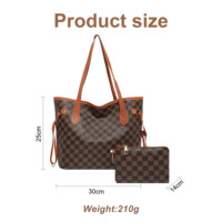 Sac Fourre-Tout Personnalisable à Grande Capacité en Cuir PU à Motif Carreaux pour Femmes, Sacs à Main de Luxe de Créateur avec Petite Pochette