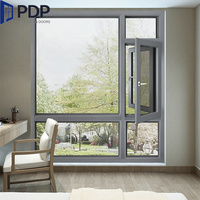 Ventanas Abatibles de Aleación de Aluminio con Mosquitera de Seguridad, Marco de Acero Inoxidable, Malla para Uso Exterior, Apertura Horizontal