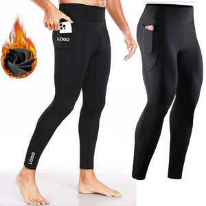 Inverno caldo compressione Stretch Sport <span class=keywords><strong>uomo</strong></span> <span class=keywords><strong>Leggings</strong></span> da corsa Fitness traspirante stretto pantaloncini da ginnastica per gli uomini con tasche per il telefono - Product Image 1