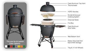 Productos en Tendencia 2025, Asador de Carbón Auplex, Kamado de Cerámica de 18 Pulgadas, <span class=keywords><strong>Parrilla</strong></span> Kamado Joe Grande para Jardín, Camping <span class=keywords><strong>y</strong></span> Exteriores - Product Image 6