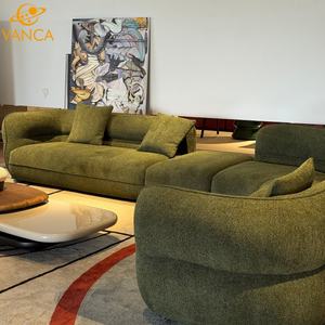 أريكة على شكل حرف U عصرية وأنيقة، أثاث لغرفة المعيشة، أريكة قطاعية فاخرة للفيلات، أريكة دائرية قابلة للتعديل من القماش - Product Image 4