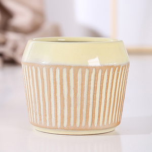 Pots à bonsaï Offre Spéciale japon beige four changement forme ronde émaillée keramik Succulent Pots de fleurs en céramique - Product Image 2