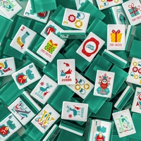 Jeu de tuiles de Mahjong en gros, bleu violet, logo personnalisé, Oh My Fair, tuiles de Mahjong américaines à 4 couches avec confettis pour table de jeu