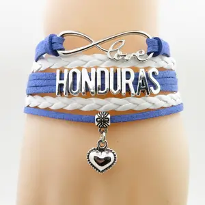 Pulseira do amor do infinito honduras, para mulher e homem, coração, charme, hondura, bandeira nacional, joias, pulseiras e braceletes