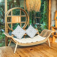 Fauteuil double en rotin d'extérieur, fauteuil inclinable rembourré, style moderne, fauteuil de salon impérial, canapé de balcon
