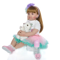 Muñeca Reborn en Oferta, 60 cm, Linda Niña con Cabello Largo, Muñeca Reborn de Silicona para Regalo de Niña