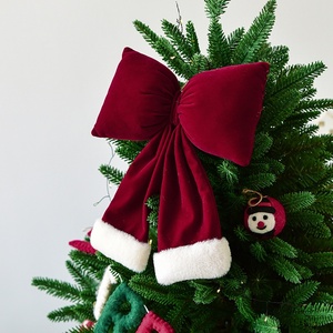Dekorasi Gantung Pita Natal 3D Beludru Besar Gaya Korea 33x26cm Dekorasi Pohon Natal Dalam Ruangan Modern dan Sederhana - Product Image 3
