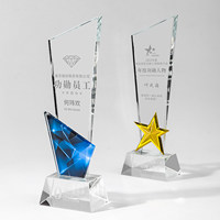 Trofeo de Cristal de Diamante Minimalista Ecológico de Alta Calidad con Logotipo Personalizado, Impresión UV y Grabado Láser para Ceremonias de Premiación