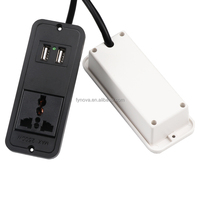 Câble d'extension Fynova Triple Prise Double USB Sans Soudure, Cordon de Charge Multi-Ports, Prise Encastrable pour Meubles UK AU CN