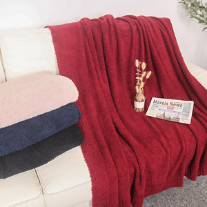En stock, fil en microfibre super doux, épais <span class=keywords><strong>plaid</strong></span> tricoté pour la literie d'hiver, avion, canapé, hôtel, voyage - Product Image 1
