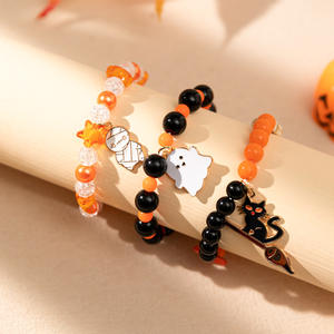 2025 bijoux multicouches citrouille fantôme Bracelet Ins couleur drôle Halloween perles élastiques en gros avec gouttes d'huile breloques - Product Image 2