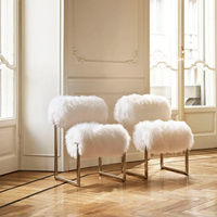 Chaise de Loisirs Moderne en Laine avec Cadre en Acier Inoxydable, Villa, Salon, Canapé de Luxe, Chaise de Décoration pour Hôtel Restaurant