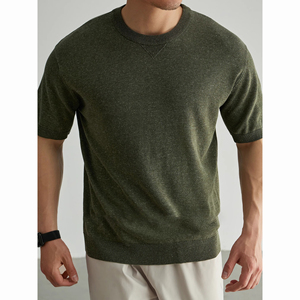 亚麻混纺针织短袖t恤夏季新款休闲商务t恤男式打底衫 - Product Image 4