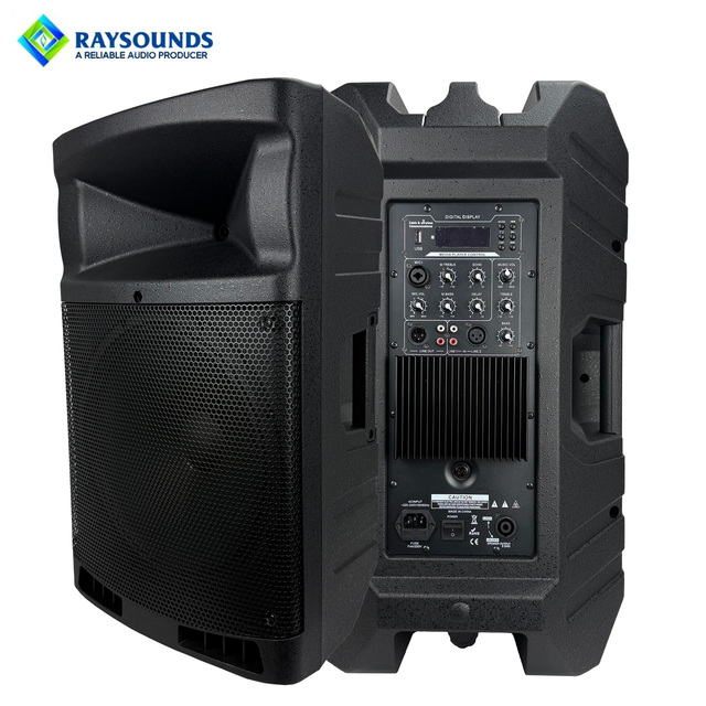 15 Inch Active PA Speaker 500W Powered Loudspeaker for USB XLR Stereo Audio Hi-Res Audio Plastic 2 Speakers Factory