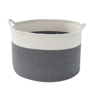 Foldable Extra Large Cotton Rope Storage Baskets Cotton Rope Woven Basket Storage with Handles for Organizing Shelves, Closets