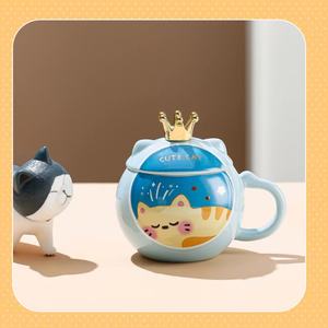 Mug en céramique OEM Tasse à ventre rond Tasses à motif de chat mignon Tasses en céramique à sublimation - Product Image 3